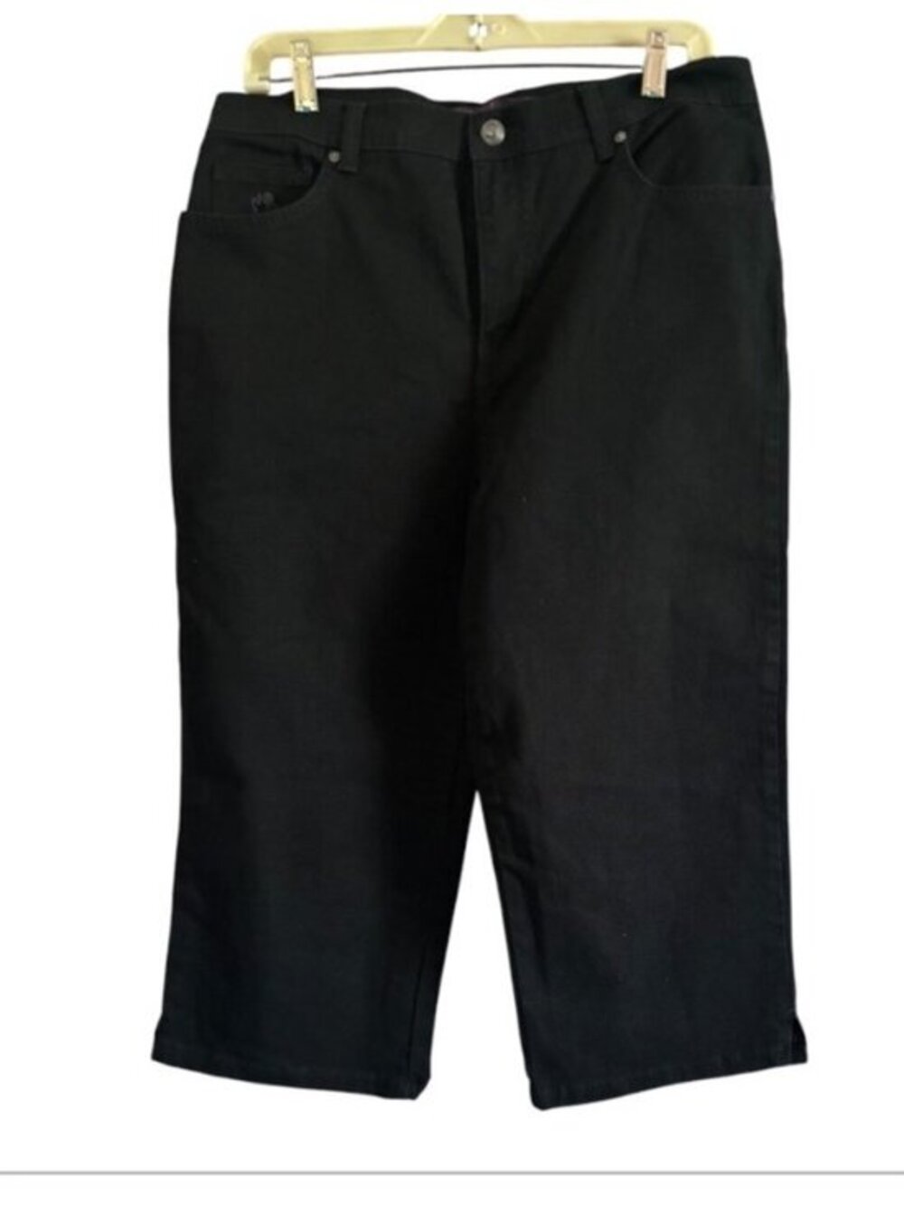 Amanda Black Chic Casual Studded Pockets Crop Capris Size 12